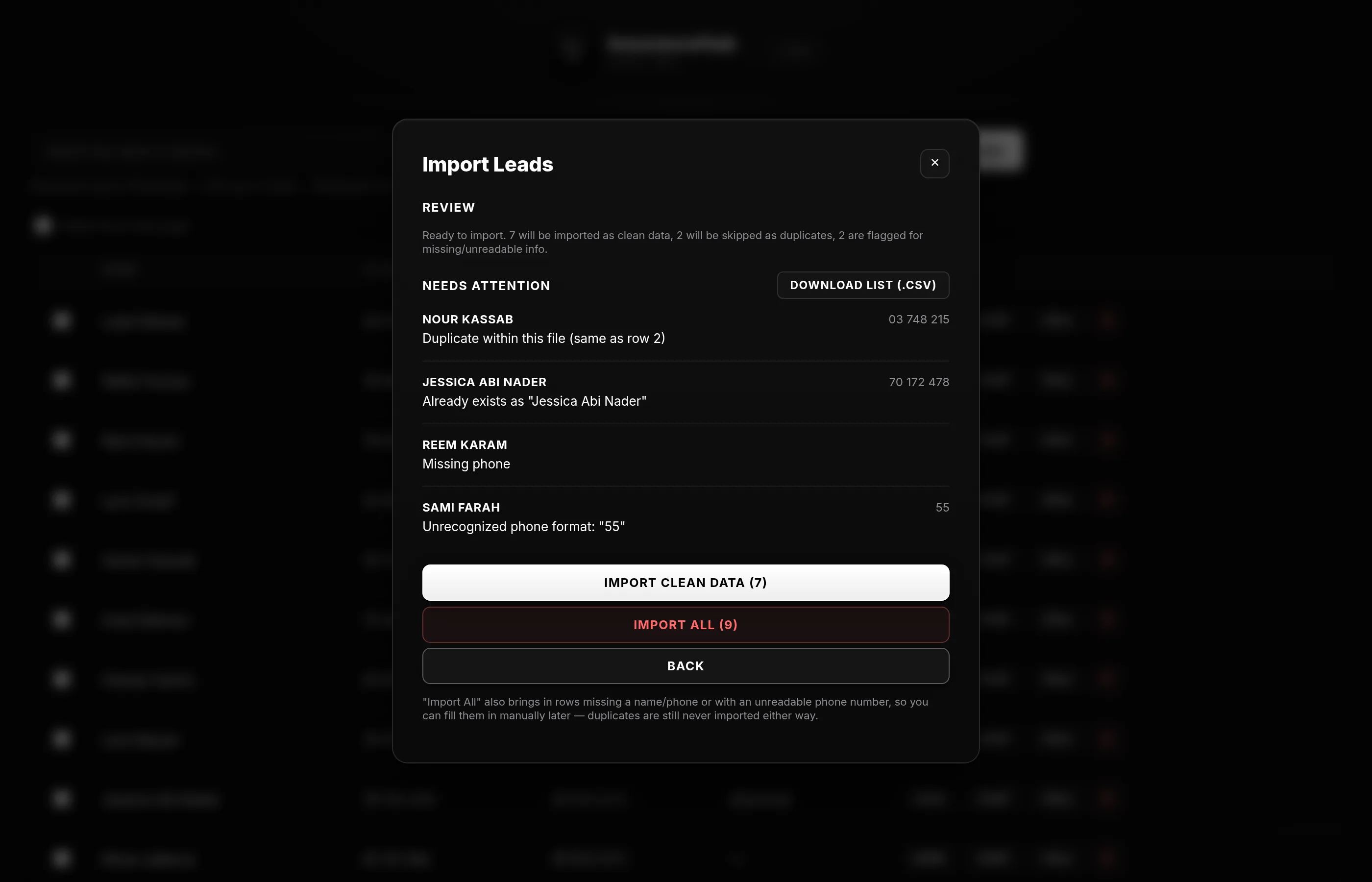 Import review summary
