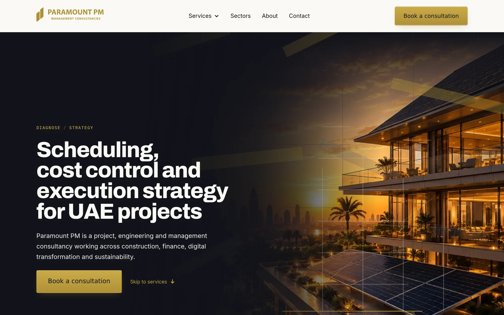 Paramount Property Management homepage on desktop